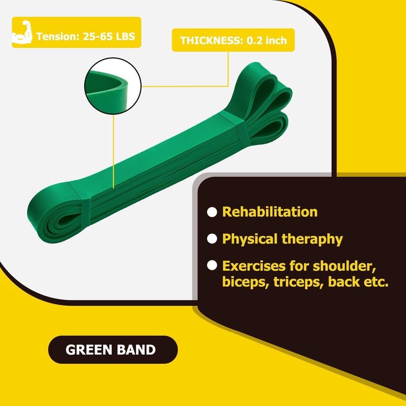 WSAKOUE Pull Up Bands  Resistance Bands  Pull Up Assistance Band Resistance Exercise Bands for Men & Women Working Out  Body Stretching  Physical Therapy  Muscle Training - Green - Image 3